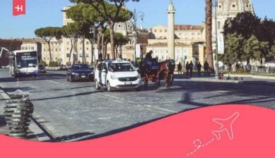 carros de transporte no centro de roma