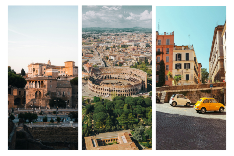 Diferentes imagens da cidade e de como é viver em Roma