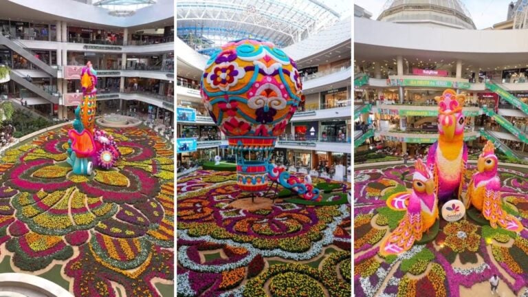Tapetes de flores na feira de flores de Medellín