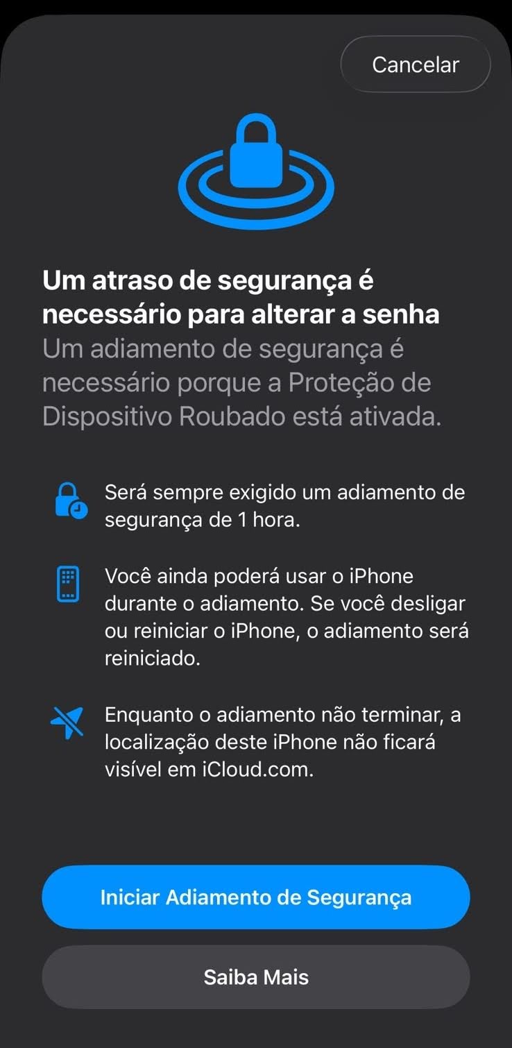 autenticação biométrica e adiamento de segurança