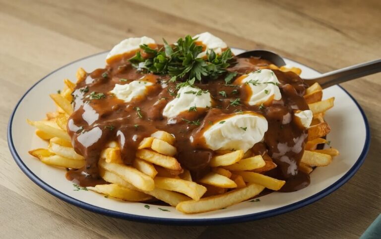 Experimente o poutine no Canadá.