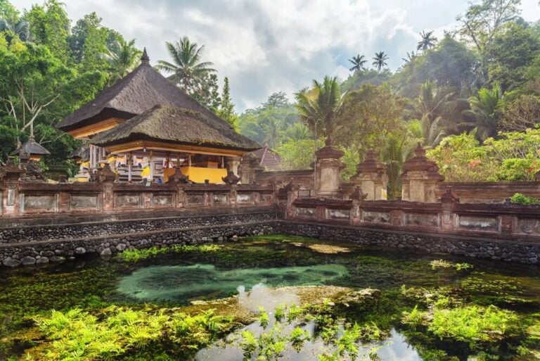 O Templo Tirta Empul é um dos complexos de templos hindus mais sagrados de Bali, famoso por suas nascentes de água doce e pelo tradicional ritual de purificação.