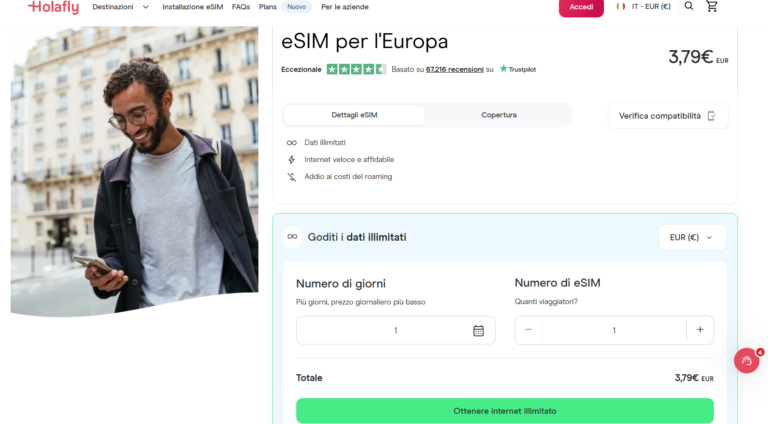Pagina del prodotto: eSIM per l'Europa