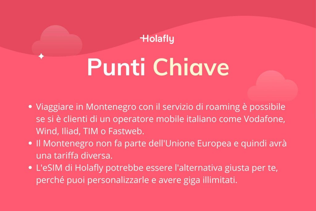 Punti chiave sul roaming in Montenegro