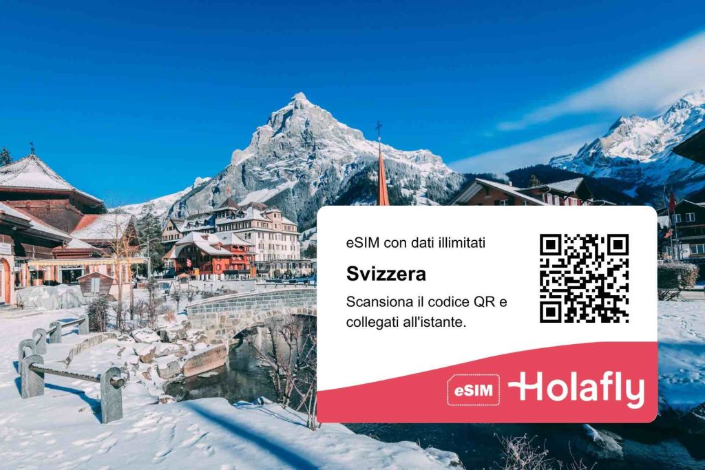 Scheda eSIM Holafly per Svizzera con vista panoramica