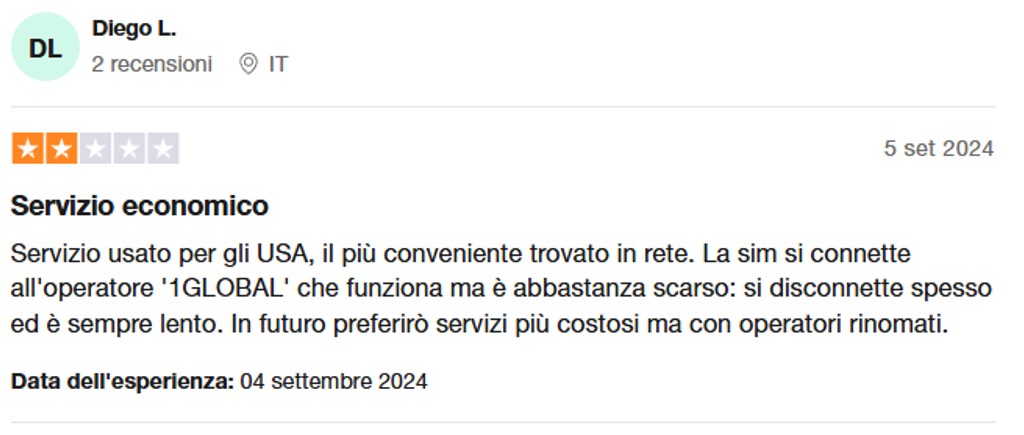 Recensioni della eSIM Saily su Trustpilot