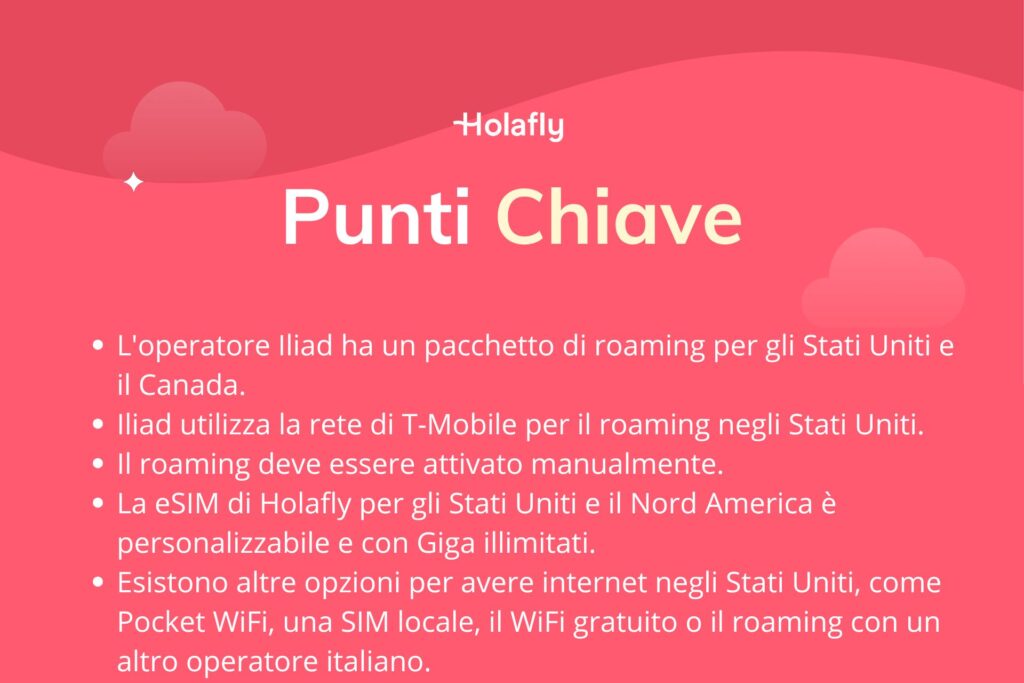 Punti chiave sul roaming Iliad per gli USA