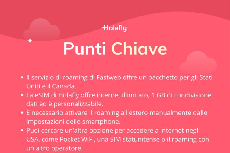 Punti chiave sul roaming Fastweb negli USA