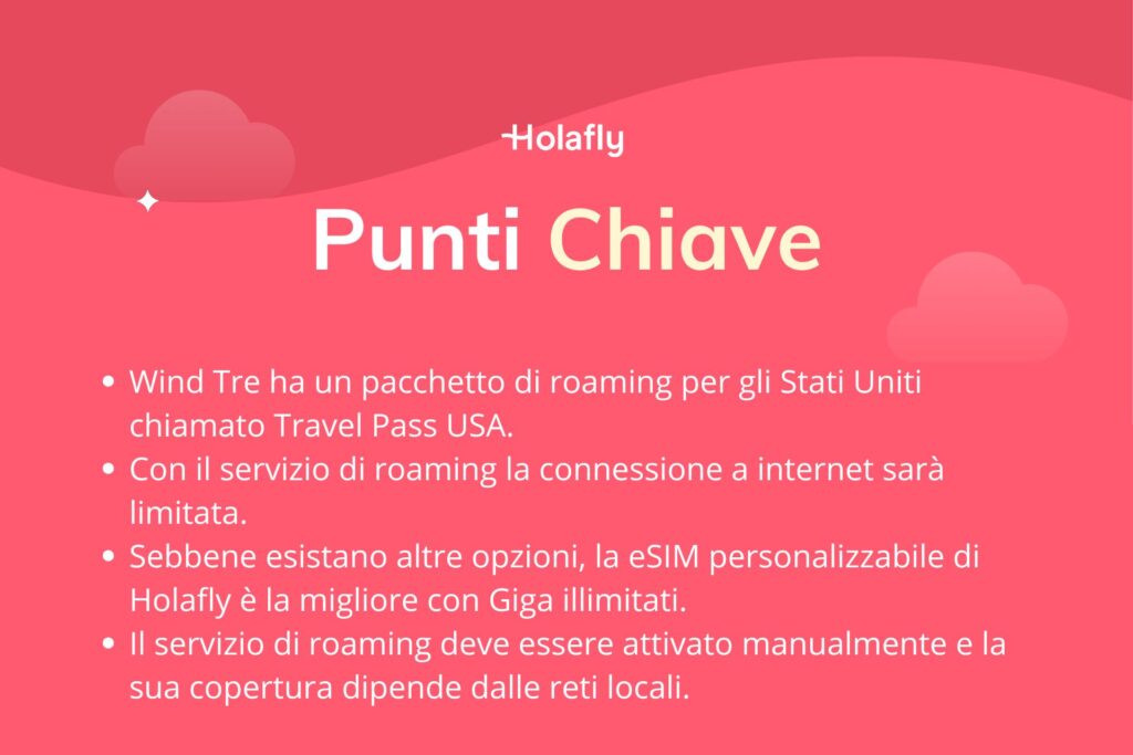 Punti chiave sul roaming Wind negli USA