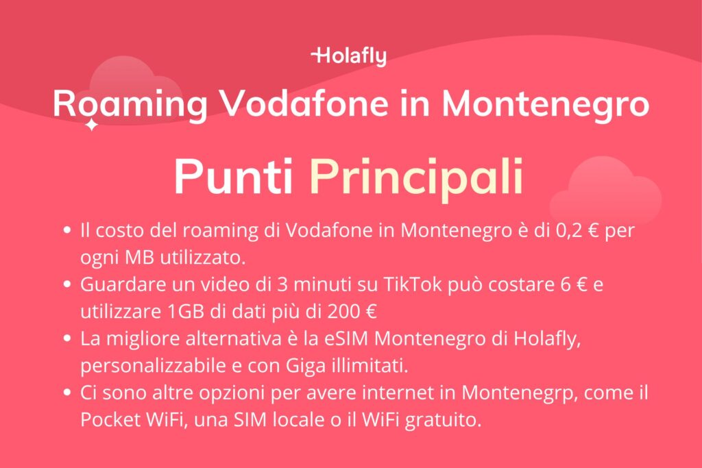 Punti principale del roaming vodafone in montenegro