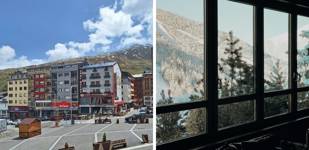 Vista di un coliving ad Andorra e del centro di Andorra la Vella