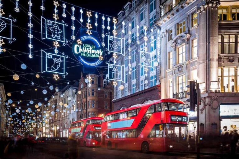 Luci di Natale 2017 su Oxford Street, Londra, Regno Unito
