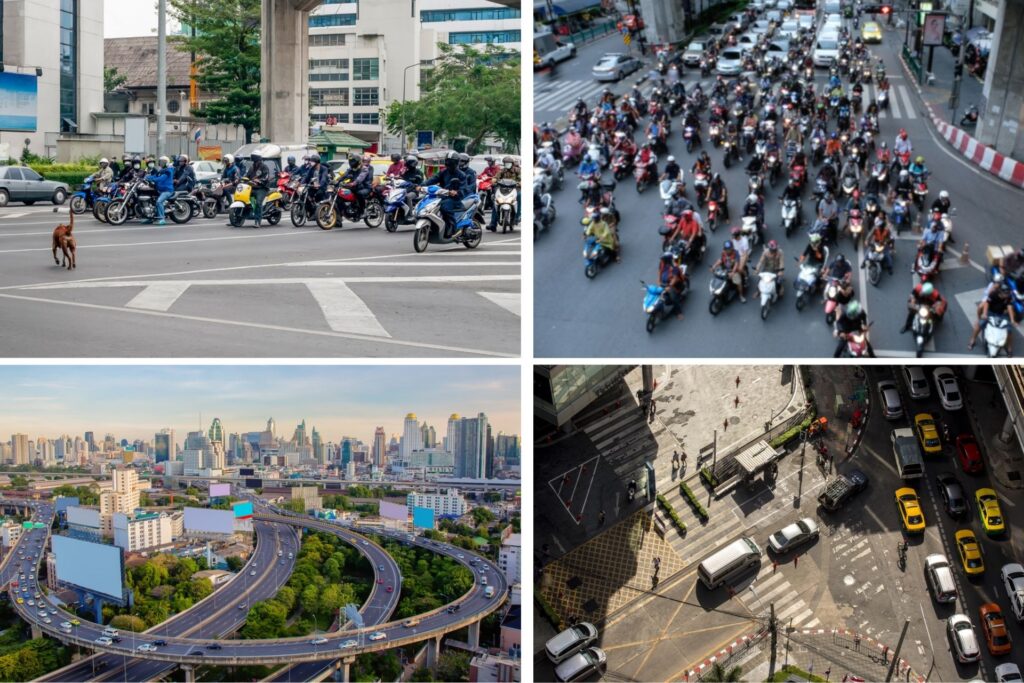 Traffico sulle strade di Bangkok.