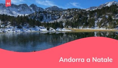 Lago e montagne innevate in Andorra