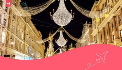 La famosa via dello shopping Graben di notte a Vienna, in Austria.