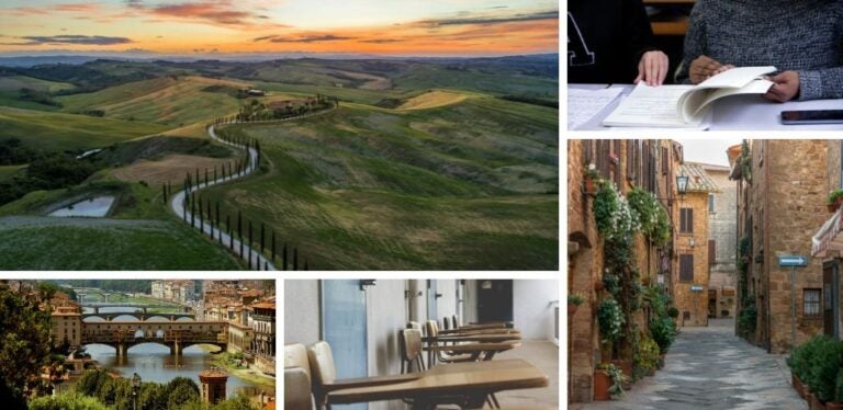 Paesaggi della Toscana, paesaggi di Firenze, aule di accademie in Italia dove puoi studiare con una borsa di studio