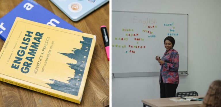 libro di grammatica e lezione di inglese