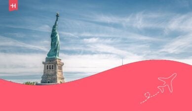 La statua della Libertà e Manhattan, New York City