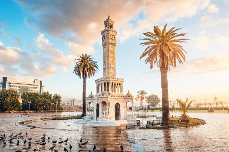 Smirne, situata sulla costa egea della Turchia, è una città vivace ricca di luoghi di interesse, tra cui la torre dell'orologio in piazza Konak.