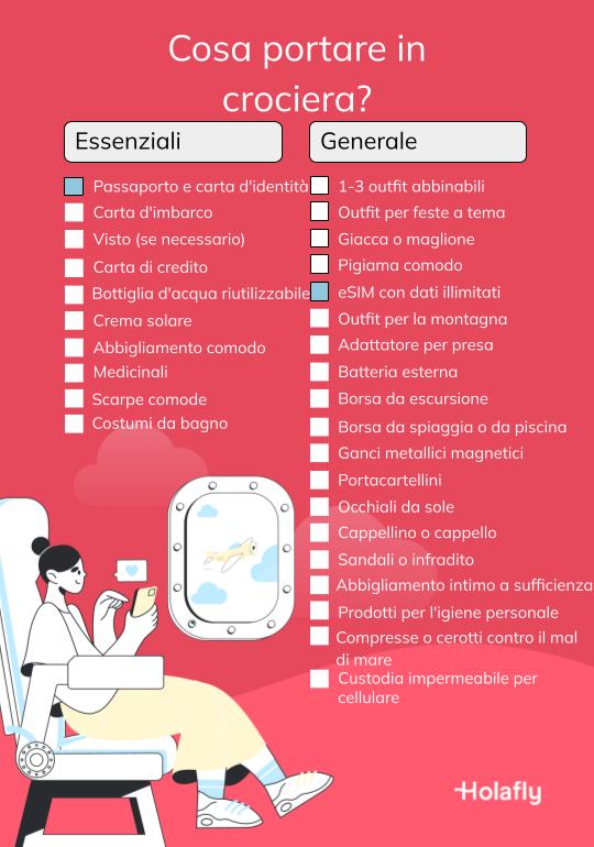 Elenco scaricabile di cosa mettere in valigia per una crociera