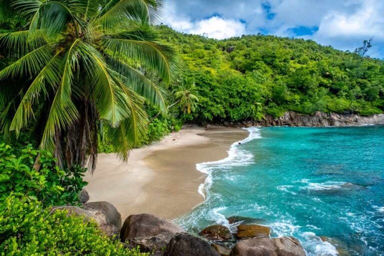 Panorama della spiaggia di Anse Major, Seychelles, Mahé
