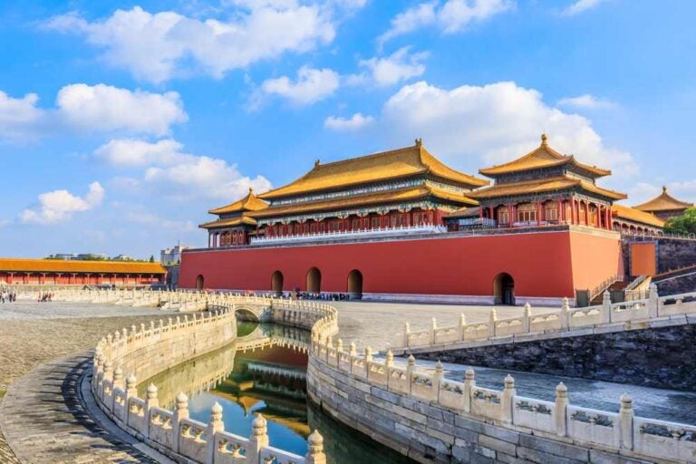La Città Proibita, antico palazzo reale cinese, edificio storico di fama mondiale situato a Pechino, in Cina.