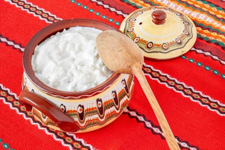 Yogurt bulgaro tradizionale a base di latte di pecora o di mucca e lievito naturale.