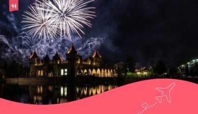 Fuochi d'artificio al Rainbow Magic Land di Valmontone, Italia