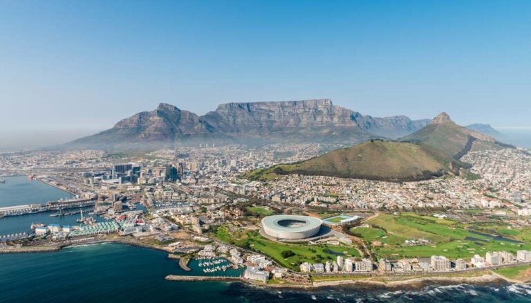 Città del Capo, Sudafrica (vista aerea da un elicottero)