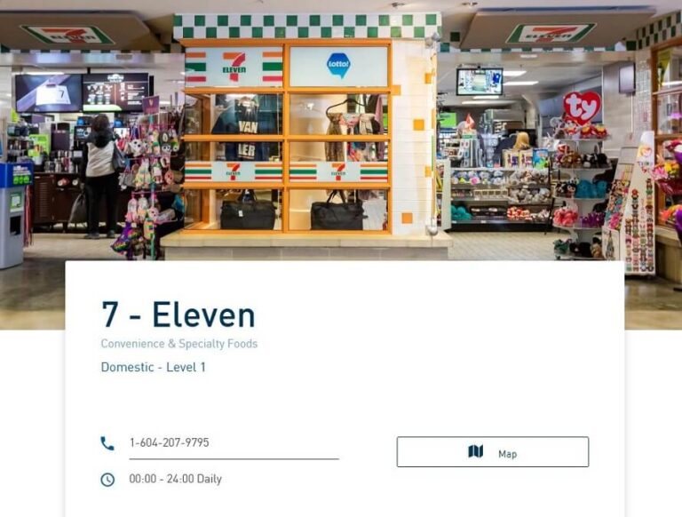 밴쿠버 공항 내 세븐일레븐 모습
