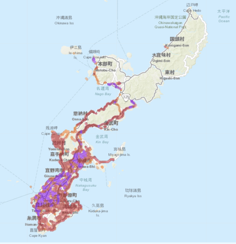 Docomo 오키나와 데이터 커버리지 지도