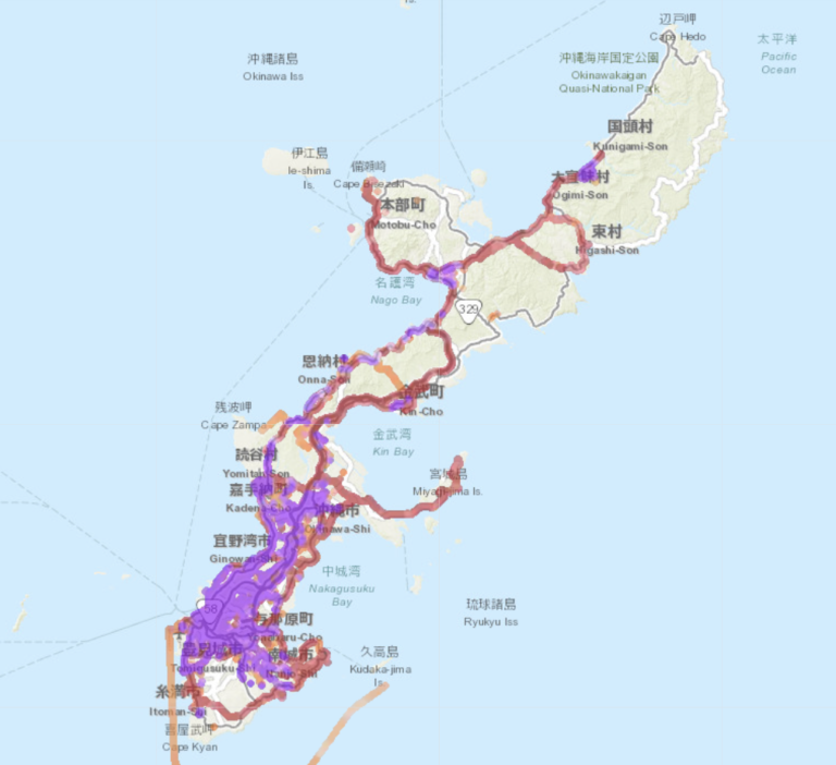 au by KDDI 오키나와 데이터 커버리지 지도