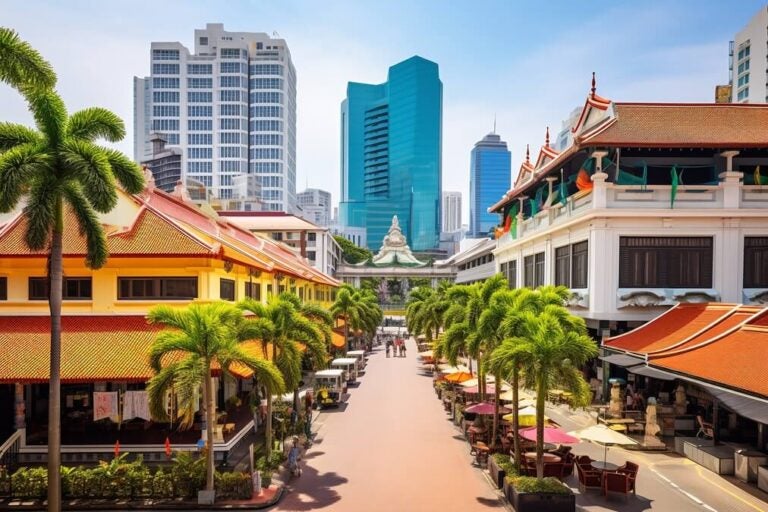 싱가포르 차이나타운의 붓다 투스 렐릭 사원 전경