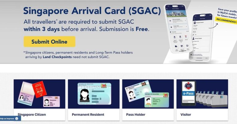 싱가포르 SGAC 안내 이미지와 등록 앱 화면