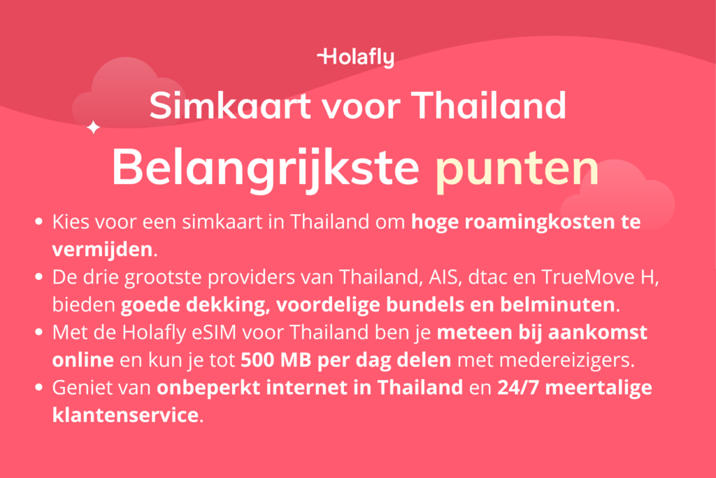 Samenvatting met enkele van de belangrijkste punten over een simkaart in Thailand