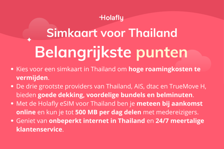 Samenvatting met enkele van de belangrijkste punten over een simkaart in Thailand