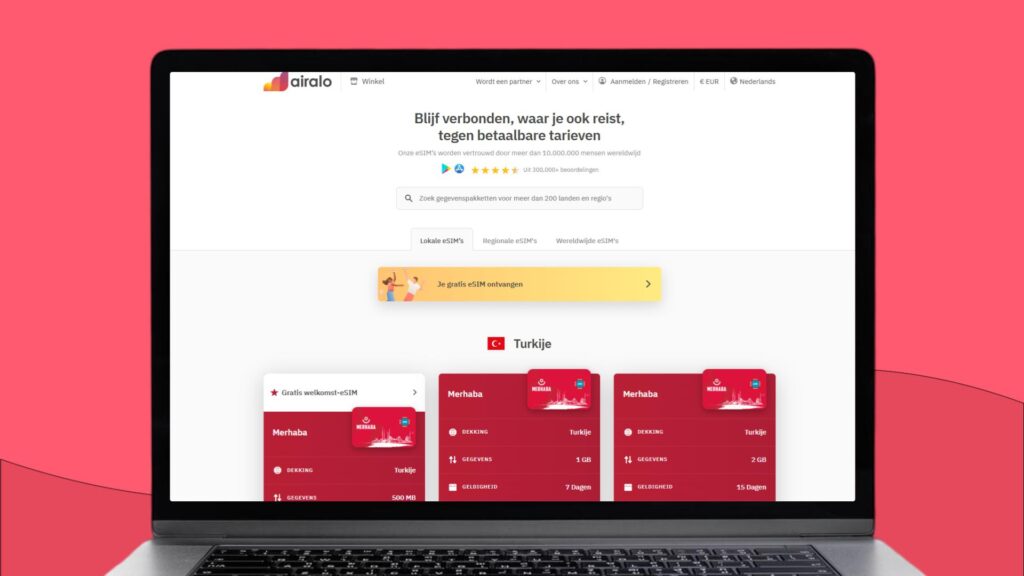 Laptopscherm met daarop meer informatie over de Airalo eSIM voor Turkije