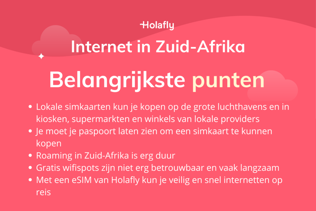 Afbeelding met de belangrijkste punten uit dit artikel over internet in Zuid-Afrika