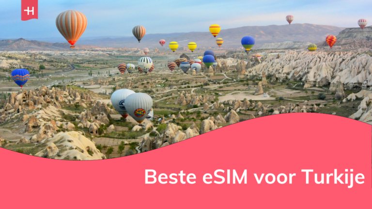 Foto's van luchtballonnen in Cappadocië als uitgelichte afbeelding voor een pagina over de beste eSIM voor Turkije