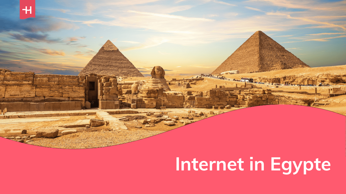 Foto van de piramides en de Sfinx als uitgelichte afbeelding voor een artikel over internet in Egypte