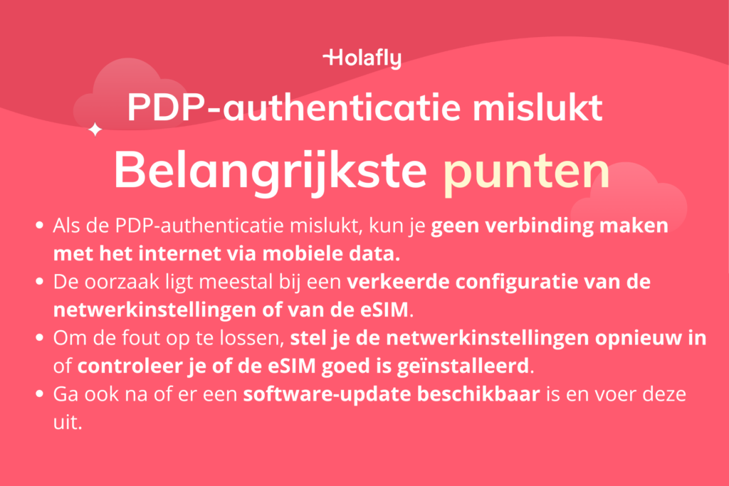 Afbeelding waarop de inhoud van het artikel over PDP-authenticatiefout wordt samengevat 