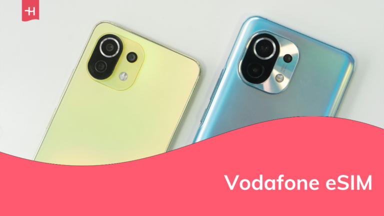 Foto van twee smartphones als uitgelichte afbeelding voor een pagina over Vodafone eSIM