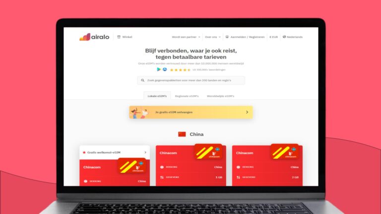 Laptopscherm met daarop informatie over de Airalo eSIM voor China