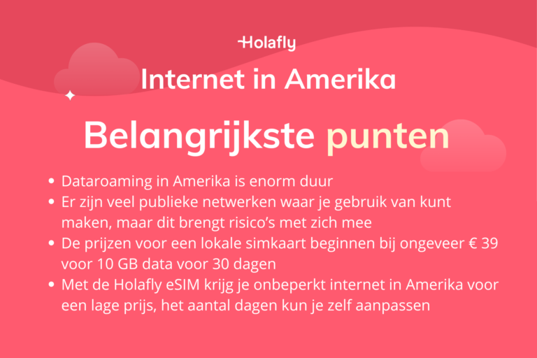 Afbeelding met de belangrijkste informatie over internet in Amerika