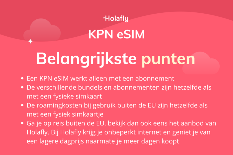 Afbeelding met de belangrijkste punten over de KPN eSIM op samengevat
