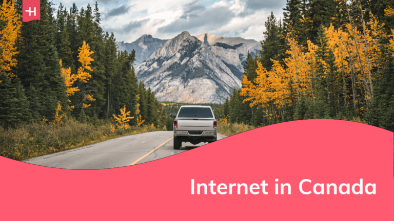 Foto van een pickuptruck met op de achtergrond de Rocky Mountains als uitgelichte afbeelding voor een artikel over internet in Canada