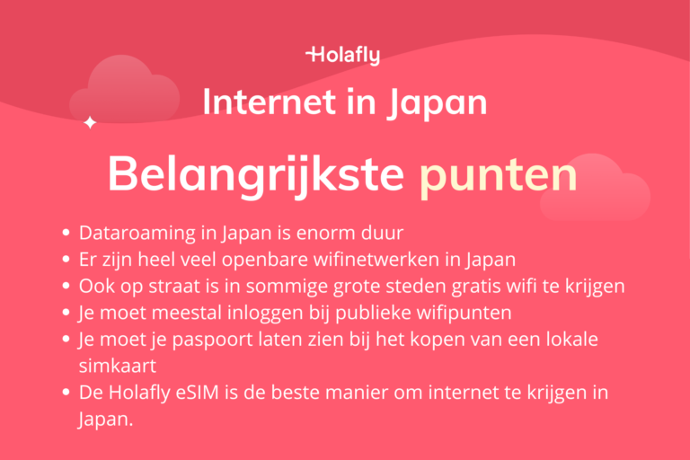 Afbeelding met een samenvatting van de belangrijkste punten over internet in Japan