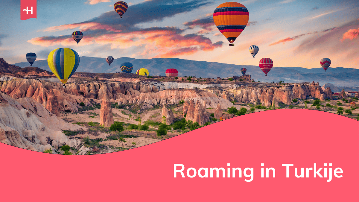 Foto van luchtballonnen in Cappadocië, Turkije, als uitgelichte afbeelding voor een pagina over roaming in Turkije