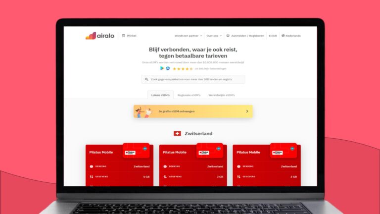 Laptopscherm met daarop informatie over de Airalo eSIM voor Zwitserland