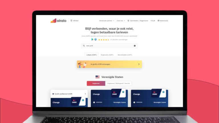 Laptopscherm met daarop informatie over de Airalo eSIM voor de VS